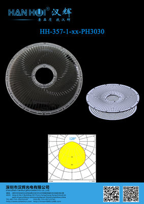 CE, ISO9001-2015 Anti-Glare Cover Lens 293×12.33MM Size 120 Degree Available UFO High Bay Lighting Lens