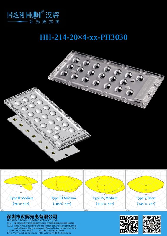 Durable Plastic Parking Lot Lighting Lens T5S/T2M/T3M/T4M Available 210×104 3030LEDs Glare Reduction